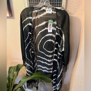 BEACH by exist black and white tie dye swim cover up